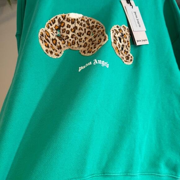 •NEW• Palm Angels Leopard Kill The Bear Green Crew Sweat • Medium (oversized) - Picture 14 of 17